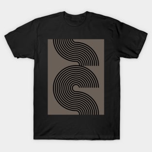 Warm Dark Grey 70s Style Retro Line Pattern T-Shirt